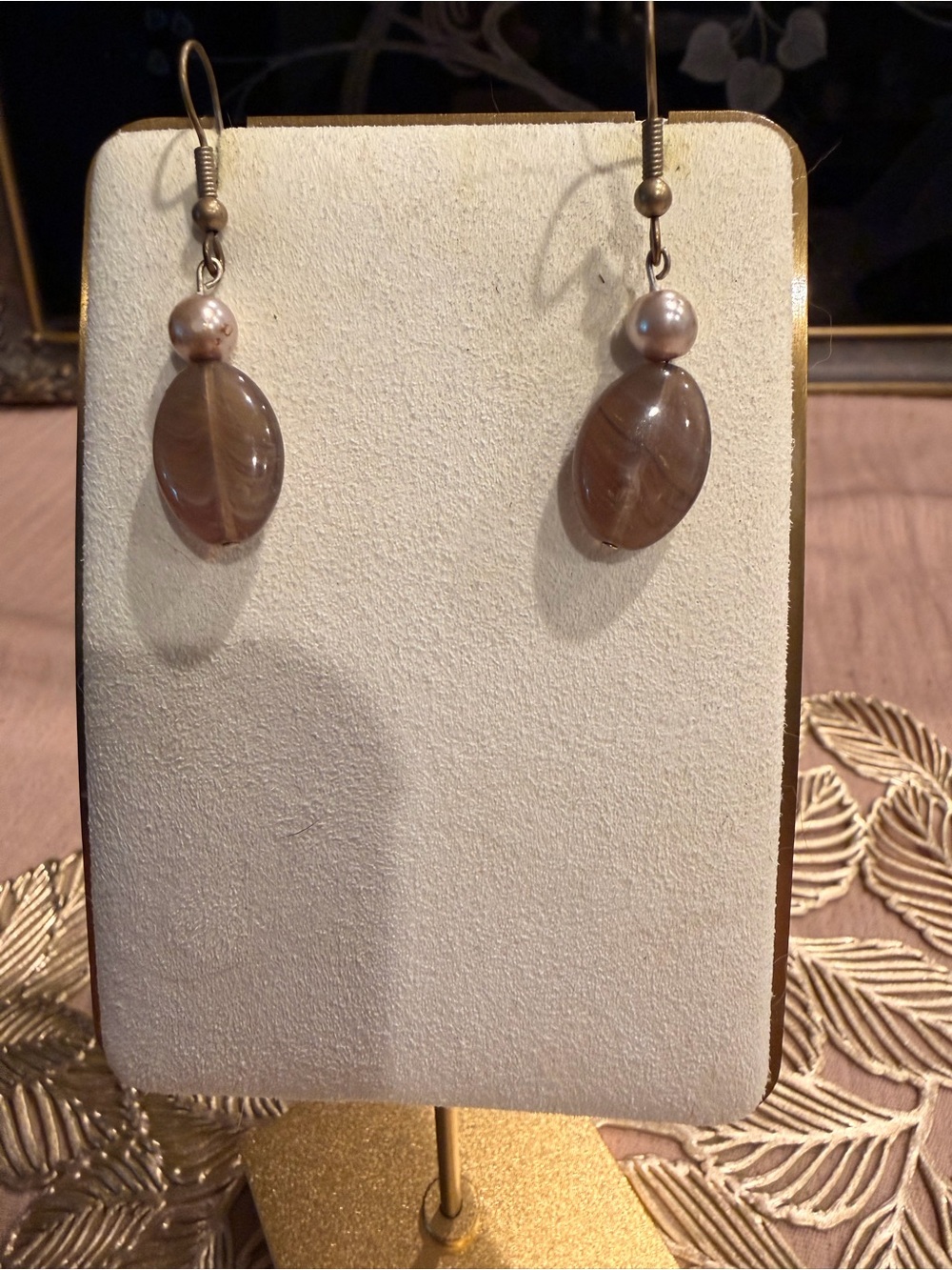 Classic Taupe Pearl Drop Earrings - Women Jewelry